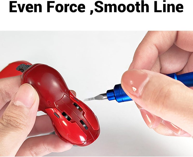 HARDWIN Pro Scribing Tool Kit for Gunpla – 9-Piece Tungsten Carbide Blade Set with 0.15/0.3/0.5mm Chisels, Scribing Tape & Ergonomic Handle – Perfect for HG/MG/RG Models - Image 2